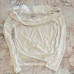 Aritzia Babaton Off-Shoulder Long Sleeve Top - Light Cream